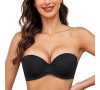 MELENECA Women’s Heavy Padded Convertible Multiway Underwire Push Up Strapless Bra Black 32D