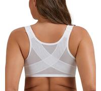 MELENECA Women's Front Fastening Bras Plus Size Unlined Underwire Back Support Posture Bra White 42DD