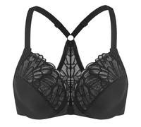 MELENECA Women's Front Fastening Racerback Plus Size Stretch Lace Underwire Unlined Bras Black 36F