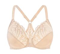 MELENECA Women's Front Fastening Racerback Plus Size Stretch Lace Underwire Unlined Bras Pale Nude 34D