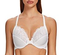 MELENECA Women's Front Fastening Racerback Plus Size Stretch Lace Underwire Unlined Bras White 40E