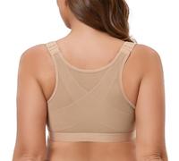 MELENECA Women's Front Fastening Wirefree Post Surgery Plus Size Back Support Posture Bra Almond 38F