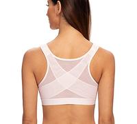 MELENECA Women's Front Fastening Wirefree Post Surgery Plus Size Back Support Posture Bra Soft Pink 42B