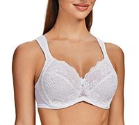 MELENECA Women's Full Coverage Non-Padded Minimizer Underwire Floral Lace Bra White-lace 36DD