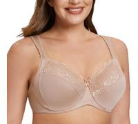MELENECA Women's Minimizer Bra Full Coverage Plus Size Underwire Lace Comfort Cushion Strap Beige 34DD