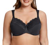 MELENECA Women's Minimizer Bra Full Coverage Plus Size Underwire Lace Comfort Cushion Strap Black 46D