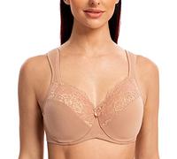 MELENECA Women's Minimizer Bra Full Coverage Plus Size Underwire Lace Comfort Cushion Strap Cappuccino 46F