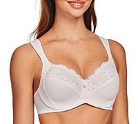 MELENECA Women's Minimizer Bra Full Coverage Plus Size Underwire Lace Comfort Cushion Strap White 42D