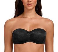 MELENECA Women's No Padding Sheer Lace See-Through Multiway Underwire Strapless Bras Black 32C