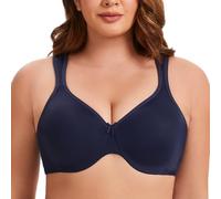 MELENECA Women's Plus Size Full Coverage Underwire Seamless Non Padded Minimizer Bra Navy Blue 36G