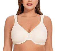 MELENECA Women's Plus Size Full Coverage Underwire Seamless Non Padded Minimizer Bra Off White 32C