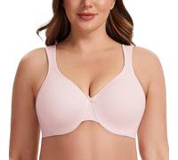 MELENECA Women's Plus Size Full Coverage Underwire Seamless Non Padded Minimizer Bra Soft Pink 34F