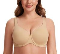 MELENECA Women's Plus Size Minimizer Underwire Full Coverage Unlined Seamless Cup Bras Almond 44C