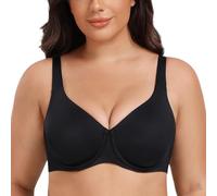 MELENECA Women's Plus Size Minimizer Underwire Full Coverage Unlined Seamless Cup Bras Black 44E