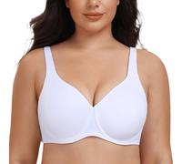 MELENECA Women's Plus Size Minimizer Underwire Full Coverage Unlined Seamless Cup Bras White 34DD