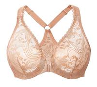 MELENECA Women's Plus Size Racerback Unlined Lace Underwire Front Closure Bra Cappuccino 46C