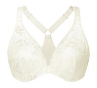 MELENECA Women's Plus Size Racerback Unlined Lace Underwire Front Closure Bra Off White 48C