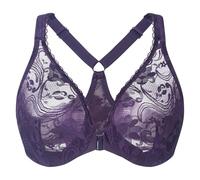 MELENECA Women's Plus Size Racerback Unlined Lace Underwire Front Closure Bra Purple 40F