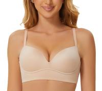 MELENECA Women's Push Up Bralettes Seamless Padded Wireless Bra with Support and Lift Beige 38D
