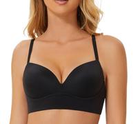 MELENECA Women's Push Up Bralettes Seamless Padded Wireless Bra with Support and Lift Black 40C