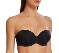 MELENECA Women's Push up Strapless Bras with Lift Stay Put Padded Cup Black 38DD