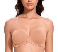 MELENECA Women's Push up Strapless Bras with Lift Stay Put Padded Cup Cappuccino 38D