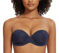 MELENECA Women's Push up Strapless Bras with Lift Stay Put Padded Cup Navy Blue 34DD