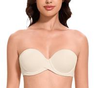 MELENECA Women's Push up Strapless Bras with Lift Stay Put Padded Cup Sand Dollar 42C