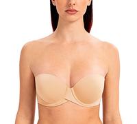 MELENECA Women's Push up Strapless Bras with Lift Stay Put Padded Cup Sunkiss 36F