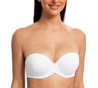 MELENECA Women's Push up Strapless Bras with Lift Stay Put Padded Cup White 40B