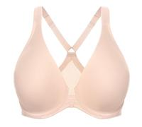 MELENECA Women's Racerback Front Fastening Bras Plunge Unlined Full Coverage Seamless Underwire Bra Beige 44G