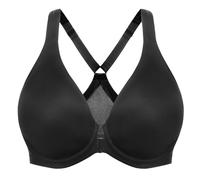 MELENECA Women's Racerback Front Fastening Bras Plunge Unlined Full Coverage Seamless Underwire Bra Black 46D