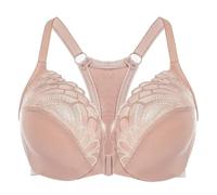 MELENECA Women's Racerback Front Fastening Lace Unlined Plus Size Underwire Bra Beige 40DD