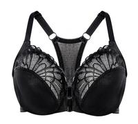 MELENECA Women's Racerback Front Fastening Lace Unlined Plus Size Underwire Bra Black 44B