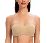 MELENECA Women's Strapless Bras for Unlined Large Bust with Underwire Clear Strap Almond Heather 32G