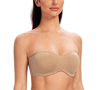 MELENECA Women's Strapless Bras for Unlined Large Bust with Underwire Clear Strap Beige Heather 32E