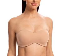MELENECA Women's Strapless Minimizer Multiway for Large Bust Unlined Seemless Underwire Bandeau Bra Cappuccino 34DD