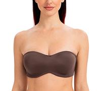 MELENECA Women's Strapless Minimizer Multiway for Large Bust Unlined Seemless Underwire Bandeau Bra Espresso 32F