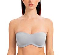 MELENECA Women's Strapless Minimizer Multiway for Large Bust Unlined Seemless Underwire Bandeau Bra Grey 32DD