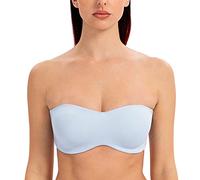 MELENECA Women's Strapless Minimizer Multiway for Large Bust Unlined Seemless Underwire Bandeau Bra Light Blue 42B