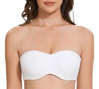 MELENECA Women's Strapless Minimizer Multiway for Large Bust Unlined Seemless Underwire Bandeau Bra White 42B