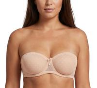 MELENECA Women's Strapless Sheer Lace Minimizer Bandeau Underwire Bra Beige 38DD