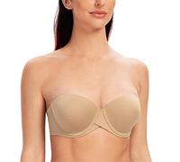 MELENECA Women's Underwire Multiway Anti-Slip Stay Put Padded Push Up Strapless Bra Almond Heather 34F