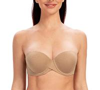 MELENECA Women's Underwire Multiway Anti-Slip Stay Put Padded Push Up Strapless Bra Beige Heather 38B