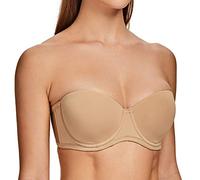 MELENECA Women's Underwire Strapless Bras for Bigger Bust Back Smoothing Plus Size Almond 34F