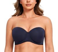 MELENECA Women's Underwire Strapless Bras for Bigger Bust Back Smoothing Plus Size Navy Blue 46C
