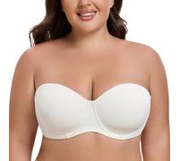 MELENECA Women's Underwire Strapless Bras for Bigger Bust Back Smoothing Plus Size Off White 40D