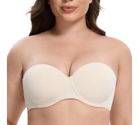 MELENECA Women's Underwire Strapless Bras for Bigger Bust Back Smoothing Plus Size Sand Dollar 32DD