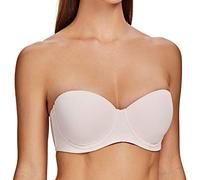 MELENECA Women's Underwire Strapless Bras for Bigger Bust Back Smoothing Plus Size Soft Pink 38F
