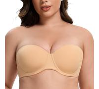 MELENECA Women's Underwire Strapless Bras for Bigger Bust Back Smoothing Plus Size Sunkiss 30DD